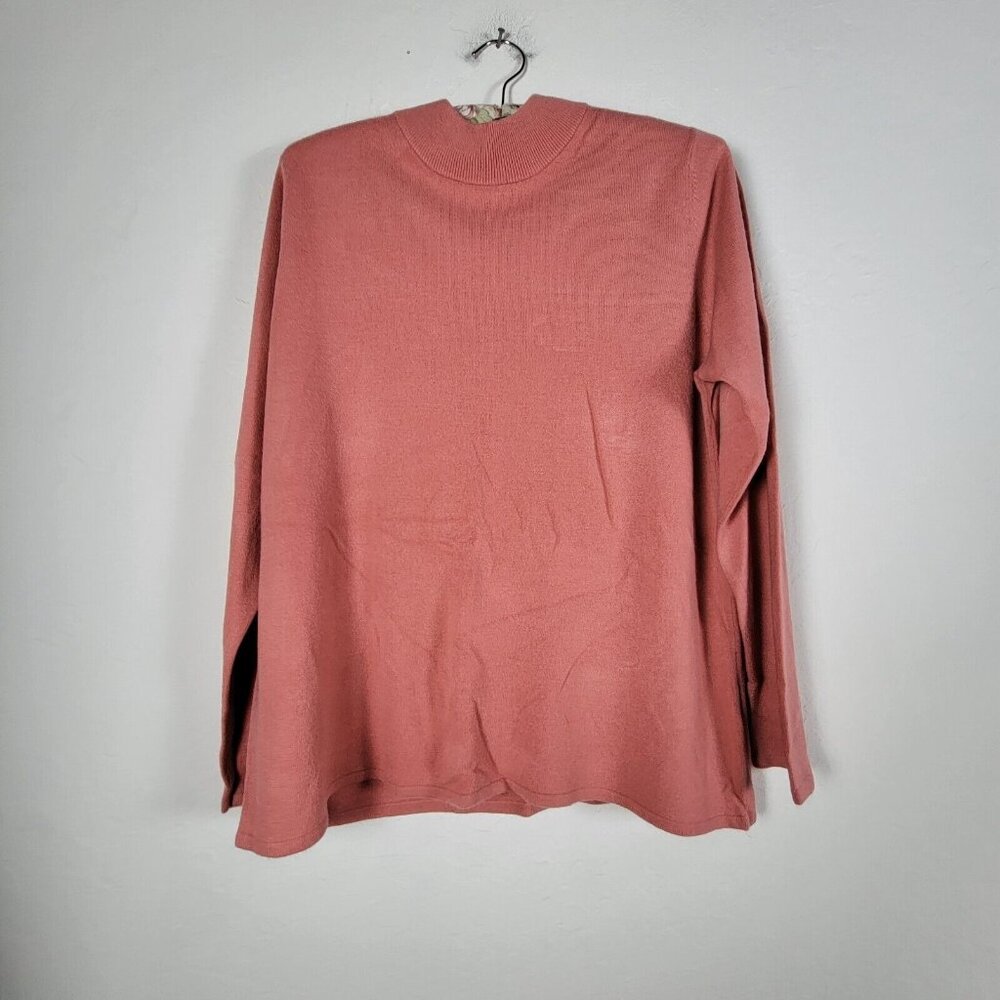 Bonmarche Womens 20/22 Peach Acrylic Supersoft Mock Neck Knit Pullover Sweater